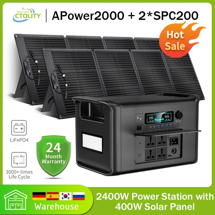 1000W/2000W Portable Power Station (LiFePO4 Solar Generator)