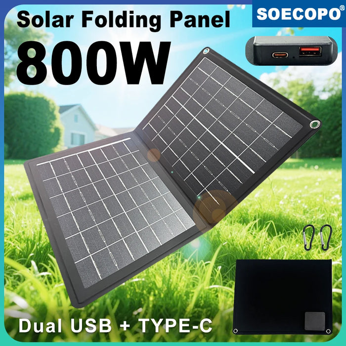 800W Foldable Portable Solar Panel with Power Bank