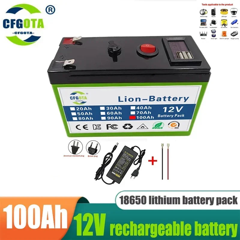 12V 100Ah Lithium Battery Pack (18650, Solar Storage)
