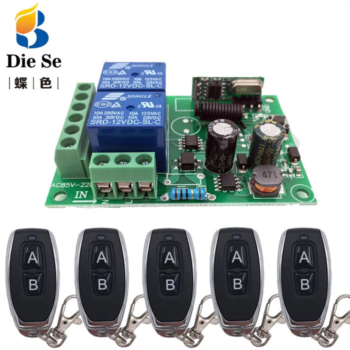 433MHz 2-Channel RF Relay Receiver + Transmitter Kit (Universal)